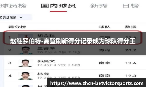 赵继罗伯特-高登刷新得分记录成为球队得分王